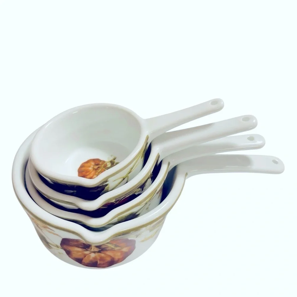 Williams Sonoma Botanical Pumpkin 4 Piece Ceramic Measuring Cup Set